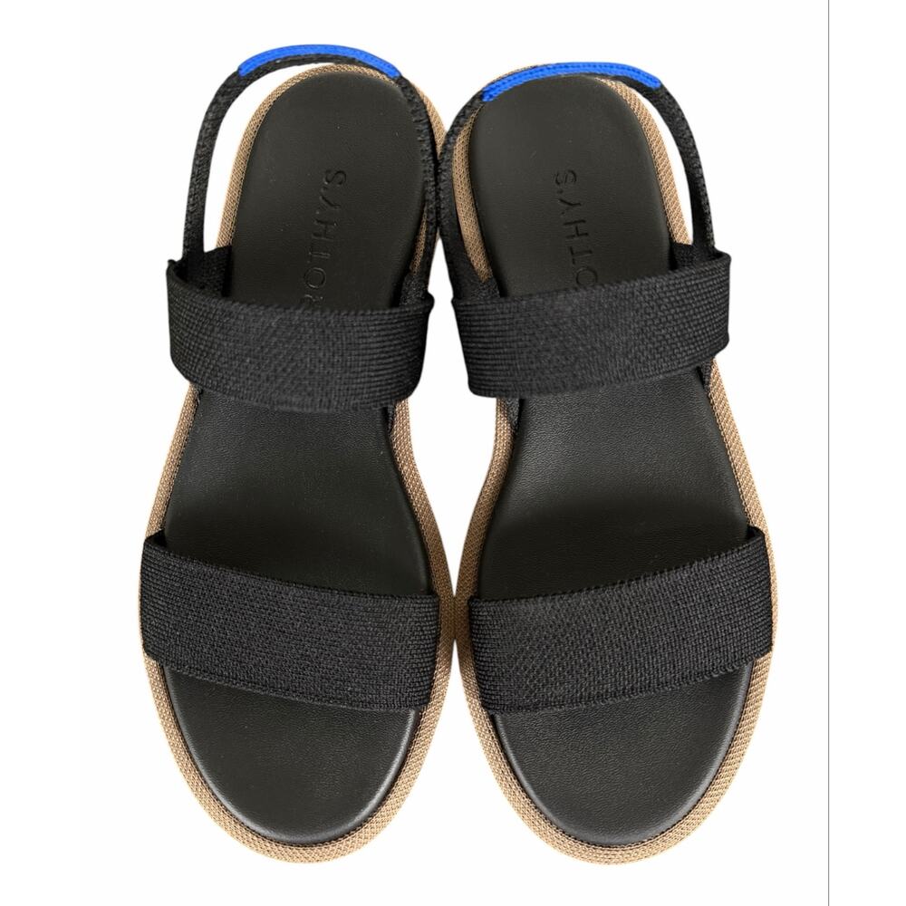 Rothy’s The Lightweight Wedge Sandal Black Size 6 Casual Summer Resort - Picture 6 of 9